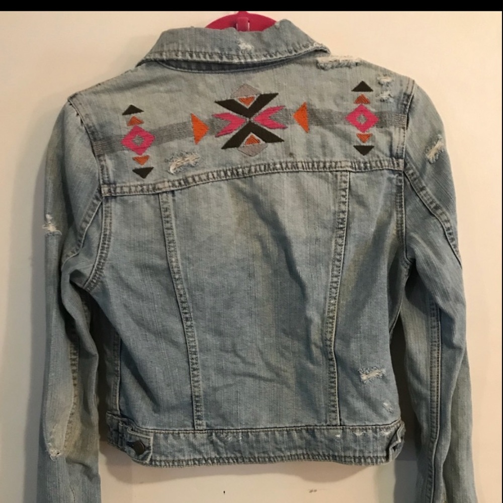 Boho Distressed Jean Jacket - Picture 3 of 3